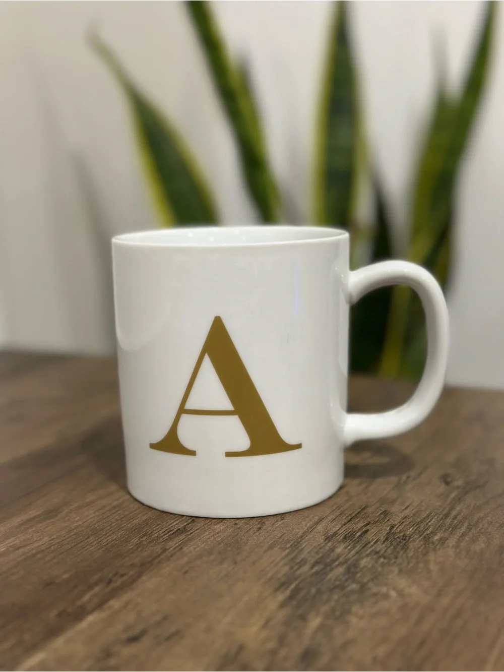 Initial “A” White & Gold Monogram Ceramic Coffee Mug | Alphabet Letter Cup